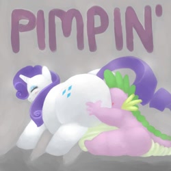 Size: 1200x1200 | Tagged: questionable, artist:arkveveen, artist:bigmint, rarity, spike, baby dragon on mare, butt, dragon, duo, duo male and female, fat, fat spike, female, foalcon, g4, imported from derpibooru, interspecies, male, motorboating, motorbutt, obese, plot, pony, raritubby, ship:sparity, shipping, straight, unicorn
