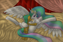 Size: 1301x863 | Tagged: explicit, artist:ragingsemi, princess celestia, balls, crack shipping, crepuscular rays, crotchboobs, female, foalcon, g4, imported from derpibooru, male, mare on colt, missing accessory, missionary position, nipples, nudity, on back, sex, shipping, smiling, snailestia, snails, spread legs, spread wings, straight, straight shota, teats, vaginal, wingboner, wings