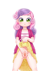 Size: 2480x3508 | Tagged: explicit, artist:abyssalrabbit, sweetie belle, banned from derpibooru, cutie mark crusaders, equestria girls, female, fetish, human, imported from twibooru, lolicon, pissing, underage, urine, watersports