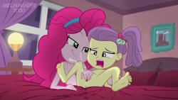 Size: 8000x4500 | Tagged: explicit, artist:metalhead97, pinkie pie, anus, banned from derpibooru, bed, child, equestria girls, equestria girls series, female, fingering, g4, imported from twibooru, lily pad (equestria girls), lilypie, lolicon, my little pony equestria girls: better together, nipples, nudity, orgasm, pinkie sitting, sex, smiling, smirk, smug, squirting, underage, vagina, vaginal secretions, vulva