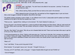Size: 809x591 | Tagged: grimdark, questionable, rarity, silver spoon, sweetie belle, 4chan, 4chan screencap, abuse, female, foalcon, g4, imported from derpibooru, lesbian, sadism, shipping, silverbuse, spoonabuse, text, wall of text