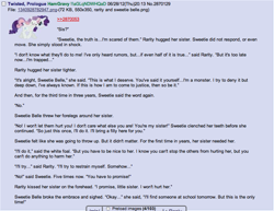 Size: 806x623 | Tagged: grimdark, questionable, rarity, sweetie belle, 4chan, 4chan screencap, abuse, female, foalcon, g4, imported from derpibooru, lesbian, shipping, sweetiebuse, text, wall of text