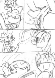 Size: 641x900 | Tagged: explicit, artist:tg-0, spike, twilight sparkle, baby dragon on mare, blood, comic, creampie, crotchboobs, cum, defloration, dragon, dragon on pony action, female, foalcon, g4, imported from derpibooru, interspecies, male, monochrome, nipples, nudity, orgasm, penis, pony, sex, ship:twispike, shipping, straight, teats, unicorn, unicorn twilight, vaginal, virgin
