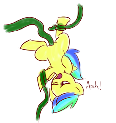 Size: 756x800 | Tagged: explicit, artist:whatsapokemon, oc, oc:aurora, oc:aurora dawn, female, filly, foal, foalcon, imported from derpibooru, insertion, nudity, oc only, one eye closed, pegasus, pony, simple background, solo, solo female, tentacle porn, tentacles, tentacles on female, tentacles on filly, upside down, vaginal insertion, vulva, white background