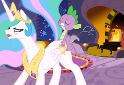 Size: 1332x914 | Tagged: questionable, princess celestia, spike, alicorn, anal, artist needed, baby dragon on mare, blushing, dragon, dragon on pony action, drool, female, fireplace, foalcon, g4, gritted teeth, humping like there's no tomorrow, imported from derpibooru, interspecies, male, mare, pony, sex, ship:spikelestia, shipping, softcore, straight