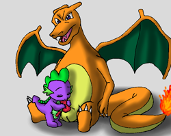 Size: 670x533 | Tagged: explicit, artist:annamay168, spike, baby dragon on dragon, balls, bestiality, blowjob, charizard, crossover, dragon, foalcon, g4, gay, imported from derpibooru, male, nudity, oral, penis, pokémon, sex, shipping, wingless spike