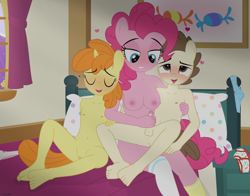 Size: 4621x3627 | Tagged: explicit, artist:tolpain, pinkie pie, afterglow, age difference, ahegao, anthro, areola, assisted masturbation, bad parenting, balls, banned from derpibooru, bed, bedroom eyes, belly button, blushing, bowtie panties, breasts, briefs, clothes, complete nudity, curtains, discarded underwear, earth pony, erection, eyebrows visible through hair, eyes closed, female, food, frilly underwear, hand on knee, handjob, heart, horn, imported from twibooru, kneesocks, lip bite, lolicon, male, masturbation, muffin, nipples, nudity, on bed, open mouth, open smile, panties, pegasus, penis, pillow, pound cake, precum, print panties, pumpkin cake, reasonably sized breasts, shotacon, socks, straight, straight shota, tongue out, trembling, underage, underwear, unicorn, vaginal secretions, vulva, wet, window