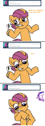 Size: 760x2104 | Tagged: explicit, scootaloo, oc, oc:twilight panda, 1000 hours in ms paint, ask, female, filly, foal, foalcon, g4, implied silver spoon, imported from derpibooru, ms paint, mspaintponies, pegasus, pony, spoon, tumblr, vaginal secretions