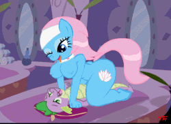 Size: 548x400 | Tagged: explicit, artist:maf, spike, age difference, ahegao, ambiguous penetration, animated, anthro, baby dragon on mare, bedroom eyes, breasts, busty lotus blossom, cowgirl position, death by snu snu, dragon, duo, duo male and female, earth pony, female, foalcon, g4, gif, imported from derpibooru, interspecies, lotus blossom, male, nipples, nudity, on top, one eye closed, open mouth, sex, ship:splotus, shipping, smiling, snu-snu, softcore, spa pony, straight, straight shota, tongue out, unguligrade anthro, wingless spike, wink