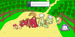 Size: 1280x631 | Tagged: explicit, apple bloom, applejack, oc, oc:twilight panda, apple family, big macintosh, earth pony, female, fetish, filly, foal, foalcon, g4, gerontophilia, granny smith, imported from derpibooru, male, mare, mspaintponies, pony, poop, scat, stallion, straight, tumblr
