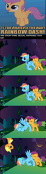 Size: 831x3115 | Tagged: explicit, applejack, rainbow dash, scootaloo, artist needed, comic, cunnilingus, earth pony, female, filly, foal, foalcon, g4, imported from derpibooru, lesbian, mare, mare on filly, nudity, oral, pegasus, pony, pony creator, pony creator porn, sex, ship:scootadash, shipping, vaginal secretions