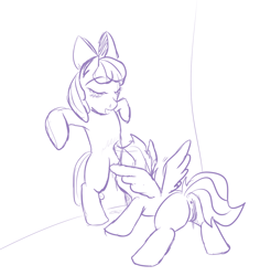 Size: 1163x1233 | Tagged: explicit, artist:synad, apple bloom, scootaloo, against wall, anus, butt, cunnilingus, earth pony, eyes closed, female, filly, foal, foalcon, g4, imported from derpibooru, lesbian, monochrome, nudity, oral, pegasus, plot, pony, ship:scootabloom, shipping, spread wings, vaginal secretions, vulva, wingboner, wings