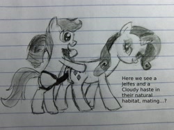 Size: 2592x1936 | Tagged: explicit, rarity, scootaloo, artist needed, butt, butt touch, female, filly, foal, foalcon, g4, hoof on butt, imported from derpibooru, insertion, lesbian, lined paper, mare, mare on filly, monochrome, nudity, pegasus, plot, pony, sex toy, ship:rariloo, shipping, strapon, traditional art, unicorn, vaginal insertion, vulva, wingless