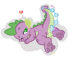 Size: 850x673 | Tagged: explicit, artist:celestial, spike, anal beads, anal insertion, anus, balls, blushing, butt, dragon, foalcon, g4, heart, imported from derpibooru, insertion, male, nudity, paw pads, penis, prone, sex toy, solo, solo male, wingless spike