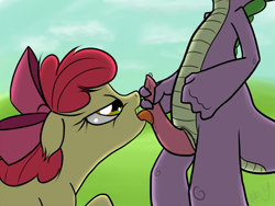 Size: 1600x1200 | Tagged: explicit, artist:sharpy, apple bloom, spike, baby dragon on filly, blowjob, cum, dragon, dragon on pony action, drool, earth pony, female, filly, floppy ears, foal, foalcon, g4, imported from derpibooru, interspecies, licking, licking cock, male, nudity, oral, penis, pony, precum, sex, ship:spikebloom, shipping, straight