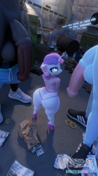 Size: 1041x1859 | Tagged: explicit, artist:snuddy, sweetie belle, 3d, age difference, alley, anthro, ass, balls, banned from derpibooru, big balls, big penis, blender, butt, clothes, condom, dollar, faceless male, female, fishnet clothing, fishnets, flaccid, functionally nude, high heels, horsecock, human penis, imported from twibooru, lens flare, lolicon, looking up, male, money, nudity, offscreen character, panties, paper bag, penis, plantigrade anthro, precum, prostitution, shoes, shorts, shorts pulled down, size difference, skimpy outfit, smiling, sneakers, sweetie butt, the ass was fat, thong, underage, underwear, unicorn, useless clothing