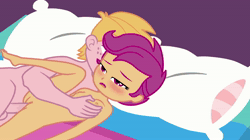 Size: 1920x1080 | Tagged: explicit, artist:cloppy hooves, scootaloo, ahegao, animated, balls, banned from derpibooru, bed, big mcintosh, blinking, blushing, breast grab, breasts, equestria girls, female, fondling, grope, imported from twibooru, lolicon, loop, nudity, on bed, open mouth, penetration, penis, scootamac, sex, shipping, straight, tongue out, underage, vaginal, vulva