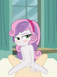Size: 4000x5400 | Tagged: explicit, artist:cloppy hooves, sweetie belle, anal, banned from derpibooru, bed, blushing, breasts, cum, cum on ass, equestria girls, female, imported from twibooru, lip bite, lolicon, male, nipples, nudity, penetration, sex, underage, vulva