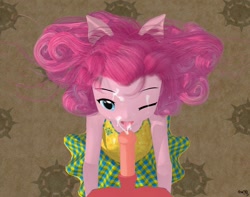 Size: 1020x802 | Tagged: explicit, artist:anonjg, pinkie pie, 3d, anthro, banned from derpibooru, big mcintosh, clothes, colt big mcintosh, cum, cum on tongue, cumming, dress, earth pony, facial, female, filly, filly pinkie pie, horsecock, implied oral, imported from twibooru, lolicon, male, nudity, offscreen male, penis, shotacon, tongue out, underage, younger