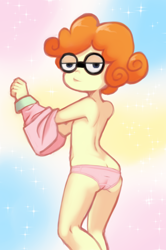 Size: 955x1437 | Tagged: questionable, artist:drantyno, banned from derpibooru, child, clothes, equestria girls, female, imported from twibooru, lolicon, panties, partial nudity, scribble dee, topless, underage, underwear, undressing, young, younger
