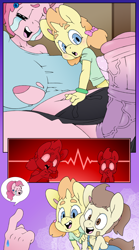 Size: 5000x9000 | Tagged: explicit, artist:clarabellecrow, pinkie pie, alternate version, anthro, areola, areola slip, bandaid, banned from derpibooru, bicolor horsecock, big penis, blushing, bracelet, breasts, busty pinkie pie, cheek to cheek, clothes, comic, crying, dickie pie, ear piercing, earring, earth pony, erection, eyes on the prize, female, freckles, futa, horsecock, huge penis, imported from twibooru, impossibly large penis, intersex, jewelry, lolicon, nudity, open mouth, open smile, overalls, pegasus, penis, piercing, pigtails, pound cake, pumpkin cake, rule 63, shirt, shocked expression, siblings, sisters, smiling, sweat, sweatdrop, tooth gap, torn clothes, underage, unicorn, vein, veiny cock