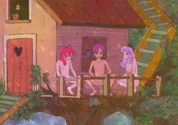 Size: 3000x2095 | Tagged: explicit, artist:soudooku, apple bloom, scootaloo, sweetie belle, banned from derpibooru, commission, cutie mark crusaders, female, human, humanized, imported from twibooru, lolicon, nudity, pissing, underage, urine