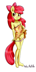 Size: 895x1760 | Tagged: explicit, artist:anibaruthecat, apple bloom, anthro, banned from derpibooru, clothes, female, imported from twibooru, lolicon, nipples, nudity, panties, panties around legs, simple background, solo, solo female, summer dress, transparent background, underage, underwear, vulva