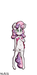 Size: 1000x2000 | Tagged: explicit, artist:anibaruthecat, sweetie belle, anthro, banned from derpibooru, clothes, female, imported from twibooru, lolicon, nipples, nudity, panties, panties around legs, partial nudity, simple background, solo, solo female, transparent background, underage, underwear, unicorn, vulva