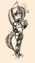 Size: 521x925 | Tagged: suggestive, artist:soulcentinel, fluttershy, anthro, banned from derpibooru, belly button, clothes, collar, dialogue, doodle, female, flutterpunk, goth, imported from twibooru, lolicon, mascara, panties, simple background, socks, solo, standing, stockings, striped stockings, thigh highs, thong, underage, underwear, younger
