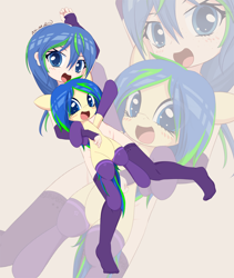 Size: 3200x3800 | Tagged: suggestive, artist:an-m, oc, oc:ravebounce, arm warmers, banned from derpibooru, clothes, earth pony, female, foalcon, freckles, human, humanized, humanized oc, imported from twibooru, lolicon, nudity, pony, socks, stockings, thigh highs, underage