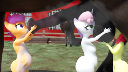 Size: 2560x1440 | Tagged: explicit, artist:littlesocks3, apple bloom, scootaloo, sweetie belle, anthro, anthro on horse action, ball worship, balls, balls fetish, banned from derpibooru, bestiality, breasts, cock worship, cum, cum in mouth, cum inflation, cum on body, cum on breasts, cutie mark crusaders, earth pony, female, fetish, imported from twibooru, inflation, interspecies, lolicon, musk, nudity, pegasus, surprised, these are my glasses, underage, unicorn