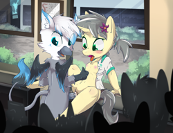 Size: 3307x2539 | Tagged: explicit, artist:sip, oc, oc:mercury shine, anthro, banned from derpibooru, breasts, exhibitionism, female, griffon, griffon oc, horn, imported from twibooru, lolicon, male, nipples, nudity, penetration, plantigrade anthro, sex, shotacon, straight, underage, unicorn, unicorn oc, vaginal