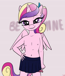 Size: 3600x4200 | Tagged: questionable, artist:littlenaughtypony, alicorn, anthro, banned from derpibooru, breasts, clothes, delicious flat chest, female, imported from twibooru, lolicon, princess cadance, skirt, small breasts, teen princess cadance, text, underage