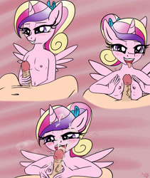 Size: 3800x4500 | Tagged: explicit, artist:littlenaughtypony, alicorn, anthro, banned from derpibooru, boobjob, breasts, cum, cum in mouth, cum on hand, delicious flat chest, facial, female, handjob, imported from twibooru, lolicon, nudity, penis, princess cadance, small breasts, teen princess cadance, underage, vulva