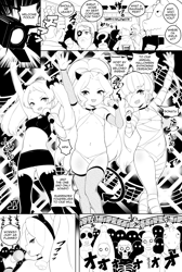 Size: 943x1400 | Tagged: explicit, artist:born-to-die, adagio dazzle, aria blaze, sonata dusk, comic:a dazzling halloween, banned from derpibooru, belly button, black and white, breasts, butt, cameltoe, clothes, costume, cover, delicious flat chest, dialogue, doujin, english, english translation, equestria girls, female, fishnets, gem, grayscale, halloween, halloween costume, holiday, human, humanized, imported from twibooru, lolicon, male, man, manga, miniskirt, monochrome, mummy, panties, pattern background, siren gem, skimpy outfit, skirt, small breasts, succubus, underage, underwear, younger