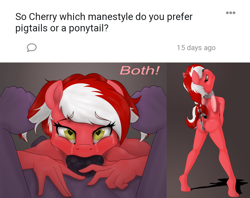 Size: 5000x3958 | Tagged: explicit, artist:miniferu, oc, oc:cherry popped, anal hook, anthro, banned from derpibooru, fall of equestria, female, imported from twibooru, lolicon, looking at you, nudity, oral, pegasus, pigtails, ponytail, sex, underage