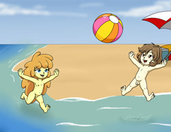 Size: 3276x2525 | Tagged: explicit, banned from derpibooru, beach, beach ball, cake twins, complete nudity, equestria girls, female, fraternal twins, imported from twibooru, lolicon, male, nudity, ocean, older, older pound cake, older pumpkin cake, parasol, playing, pound cake, pumpkin cake, sand, shotacon, siblings, smiling, twins, umbrella, underage