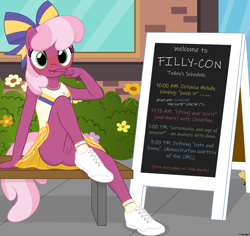 Size: 3745x3533 | Tagged: explicit, artist:tolpain, art pack:fillycon, anthro, banned from derpibooru, bottomless, bow, cheerilee, cheerileeder, cheerleader, clothes, commando, exhibitionism, female, imported from twibooru, lolicon, no panties, nudity, skirt, underage, upskirt, vulva, younger