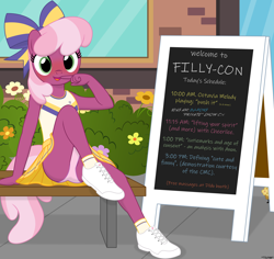 Size: 3745x3533 | Tagged: suggestive, artist:tolpain, art pack:fillycon, anthro, banned from derpibooru, bow, cameltoe, cheerilee, cheerileeder, cheerleader, clothes, exhibitionism, female, imported from twibooru, lolicon, panties, panty shot, skirt, underage, underwear, upskirt, younger