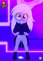 Size: 2480x3507 | Tagged: explicit, artist:theminus, comic:ice cream, aftersex, banned from derpibooru, bottomless, censored, clothes, comic, creampie, cum, cum in mouth, derpy hooves, dialogue, dripping, dripping cum, equestria girls, facial, female, hoodie, imported from twibooru, lolicon, neon lights, no panties, rising star, shoes, skirt, skirt lift, underage, younger