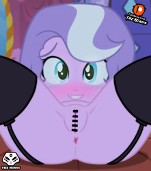 Size: 2893x3273 | Tagged: explicit, artist:theminus, diamond tiara, anus, banned from derpibooru, black stockings, black underwear, censored, child, clothes, equestria girls, female, garters, imported from twibooru, lolicon, nudity, socks, stockings, thigh highs, underage, underwear, vagina, young