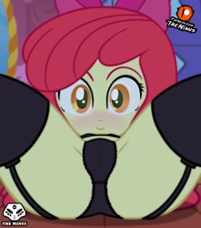 Size: 2893x3273 | Tagged: questionable, artist:theminus, apple bloom, banned from derpibooru, black bra, black panties, black stockings, black underwear, bra, child, clothes, equestria girls, female, garters, high res, imported from twibooru, lolicon, socks, stockings, thigh highs, underage, underwear, young