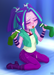 Size: 2500x3450 | Tagged: explicit, artist:uotapo, aria blaze, ariabetes, banned from derpibooru, blushing, boots, censored, clothes, cum, cum in clothes, cum on hair, cute, denim, equestria girls, eyes closed, facial, female, handjob, high res, imported from twibooru, jeans, kneeling, lolicon, nudity, open mouth, pants, penis, shirt, shoes, siren, tongue out, trio, underage, vest