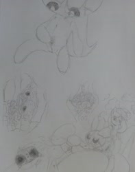 Size: 2971x3776 | Tagged: explicit, rainbow dash, anonymous artist, banned from derpibooru, blossom (powerpuff girls), buttercup (powerpuff girls), corpse, crotchboobs, cum, cumming, digestion, female, fetish, imported from twibooru, lolicon, nudity, sketch, traditional art, unbirthing, underage, vore