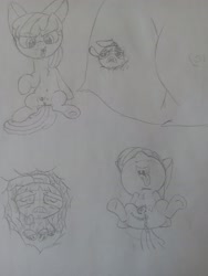 Size: 3120x4160 | Tagged: explicit, apple bloom, anonymous artist, banned from derpibooru, blossom (powerpuff girls), crotchboobs, digestion, female, foalcon, imported from twibooru, lolicon, nudity, underage, vore