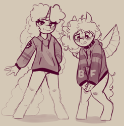 Size: 888x903 | Tagged: explicit, artist:shouldbedrawing, oc, oc:boyfriend, oc:not-food, anthro, banned from derpibooru, female, imported from twibooru, lolicon, male, pegasus, precum, shotacon, underage, unicorn