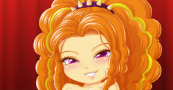 Size: 1200x630 | Tagged: suggestive, artist:uotapo, adagio dazzle, banned from derpibooru, blushing, equestria girls, female, grin, hairband, human, imported from twibooru, lolicon, nudity, rainbow rocks, smiling, solo, solo female, underage, younger