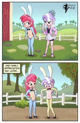 Size: 2620x4000 | Tagged: explicit, artist:horsepen, apple bloom, diamond tiara, alternate version, banned from derpibooru, belly button, blushing, bowtie, breasts, bunny ears, bunny suit, cellphone, clothes, cufflinks, delicious flat chest, embarrassed, embarrassed nude exposure, family appreciation day, female, human, humanized, humiliation, imported from twibooru, jewelry, lolicon, nipples, nudity, outfit, phone, playboy bunny, playboy bunny apple bloom, playboy bunny diamond tiara, reverse bunny suit, small breasts, smug, sweet apple acres, taking a photo, tiara, underage, vagina, vulva, young