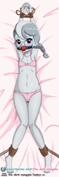 Size: 342x1024 | Tagged: questionable, artist:the-dark-mangaka, silver spoon, ballgag, banned from derpibooru, bondage, bra, clothes, dakimakura cover, equestria girls, female, gag, glasses, imported from twibooru, lolicon, panties, part of a set, rope, silversub, underage, underwear