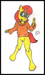 Size: 440x720 | Tagged: explicit, artist:rdk, anthro, banned from derpibooru, bottomless, clothes, female, glasses, imported from twibooru, lolicon, nudity, partial nudity, plantigrade anthro, prancy drew, solo, underage, unicorn, vulva